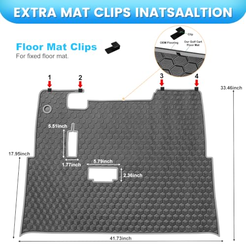 iLSKW Golf Cart Floor Mat for EZGO TXT 1994-Up with Gray Trim, 3/10" Rubber