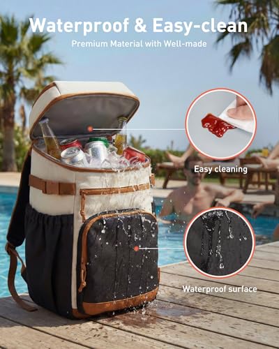 Insulated Double Deck Lunch Cooler Backpack - Black, 30 Can Capacity