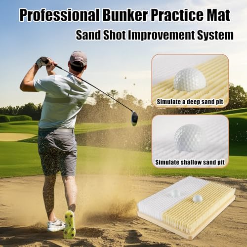 PWGF Golf Bunker Practice Mat - Dual Sand Trap Trainer for Indoor & Outdoor Use
