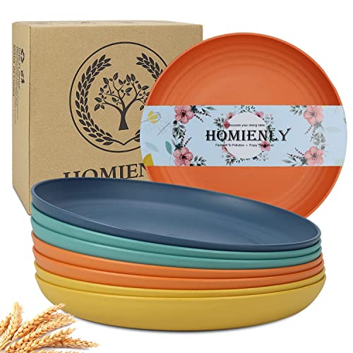 Deep Wheat Straw Dinner Plates Set of 8 - Classic Bright, 9 Inch, Unbreakable, Microwave & Dishwasher Safe