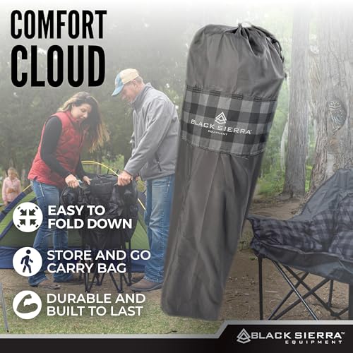 Black Sierra XL Padded Camping Chair - Heavy Duty Folding Seat with Cup Holders - Black & Grey