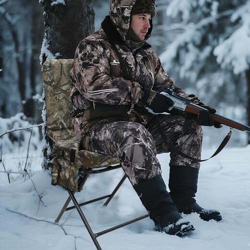 MYDAYS Heated 360° Swivel Hunting Blind Chair, Foldable Ground Seat for Hunting & Camping