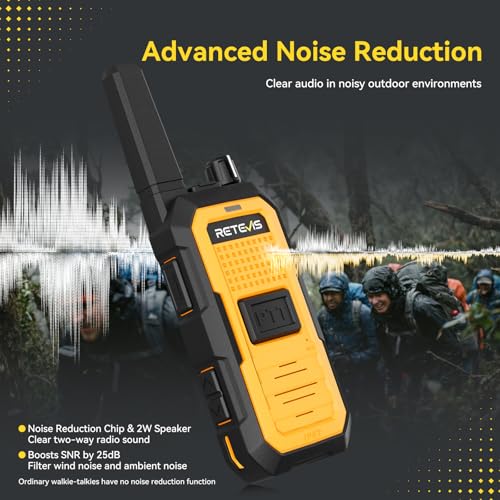 2 Pack Waterproof Walkie Talkies with Earpieces IP67 Two-Way Radios for Jobsite