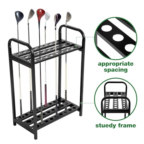 Golf Club Holder Stand for 27 Clubs - 21.6 x 11.8 x 31.5 Inches, Metal Storage Rack with Two-Tier Design