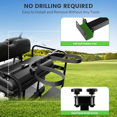 Adjustable Golf Cart Bag Holder for EZGO Club Car Yamaha 2+2 Rear Seat