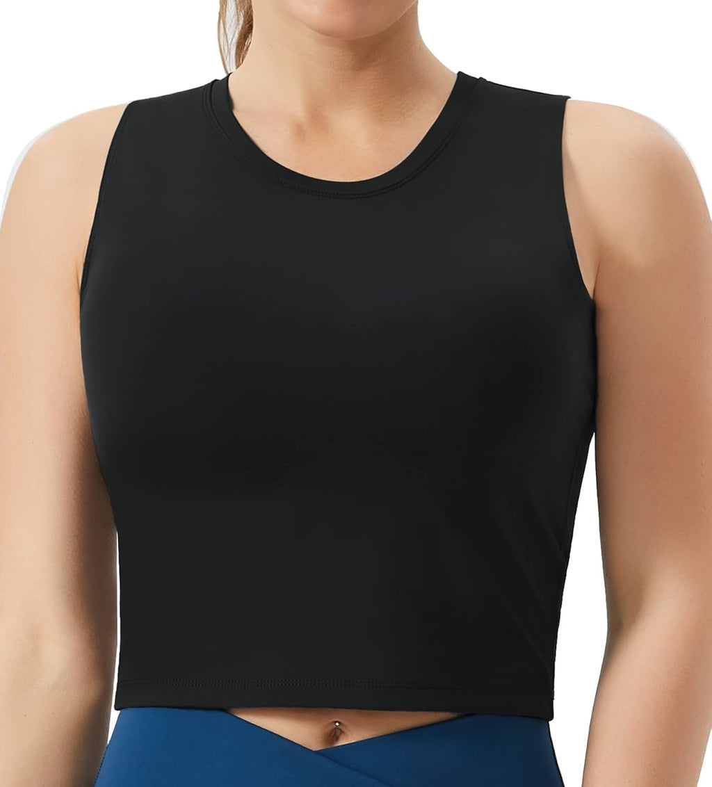 The Gym People Women's Sports Bra - Medium Support with Removable Pads | Sleeveless Workout Crop Top