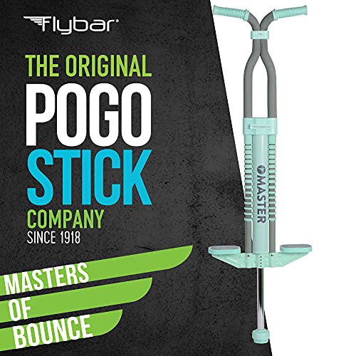 Flybar Master Pogo Stick for Kids Ages 9+ Gray/Sea - Outdoor Exercise Toy, Non-Slip Foot Pegs, No Assembly