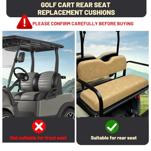 Universal Golf Cart Rear Seat Cushion Kit - Replacement Back & Bottom Tan