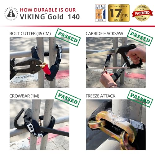 Seatylock Viking Bike Chain Lock 55.11in (140cm) Gold Sold Secure Gold Heavy Duty