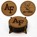 Wooden Coaster Set with Falcon Logo - Cherry Wood, 4-Pack - Officially Licensed Team Sports Collectible