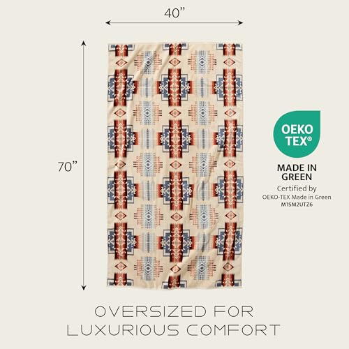 Pendleton White Sands Tan Oversized Jacquard Cotton Beach Towel 40x70 Inches