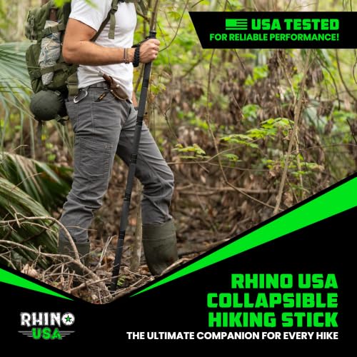 Black Rhino USA Survival Hiking Stick Multi-Tool Walking Staff for Camping & Trekking