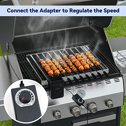 Skyflame Electric BBQ Skewers Set with 9 Stainless Steel Rotating Kebabs