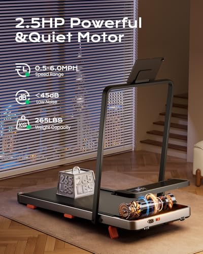 TREAFLOW Silver Walking Pad Treadmill with Incline & Handle Bar, Compact Home Exercise Equipment