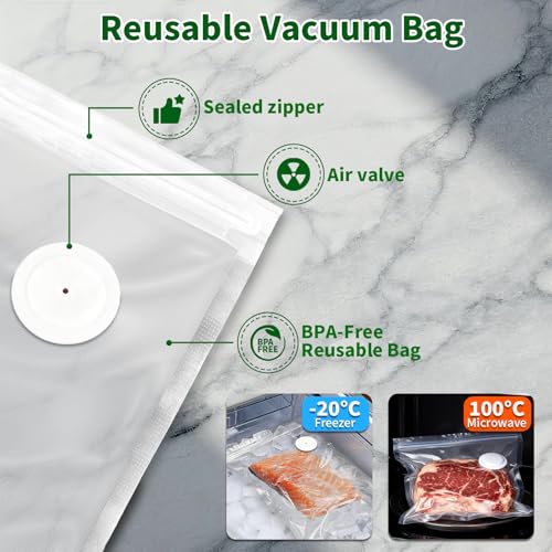 Portable Food Vacuum Sealer with Reusable Bags & Water Tank - Compact & Rechargeable