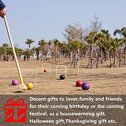 SpeedArmis 8-Player Croquet Set with 28 & 32 Inch Rubber Mallets - Burlywood