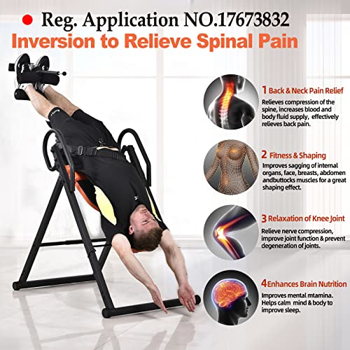 Teclor Inversion Table for Back Pain Relief, Supports 350 lbs, Adjustable & Foldable