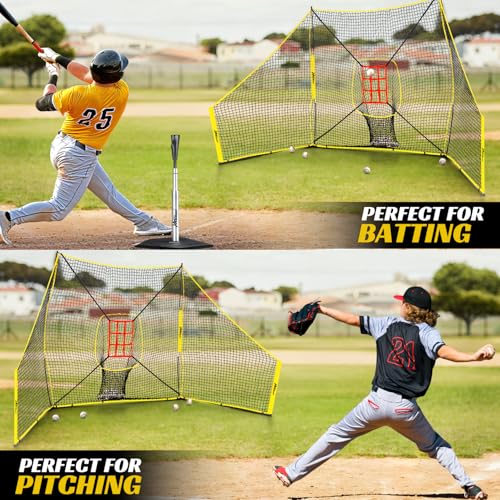 Heavy-Duty Baseball & Softball Practice Net with Side Barriers & Target