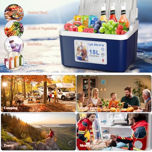 LifeBROS Blue 19qt Insulated Cooler with Ice Packs - Keeps Food & Drinks Cold
