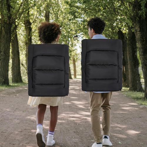 Wide Stadium Seat with Back Support - 25 Inch Foldable Chair, Black, Adjustable Recline