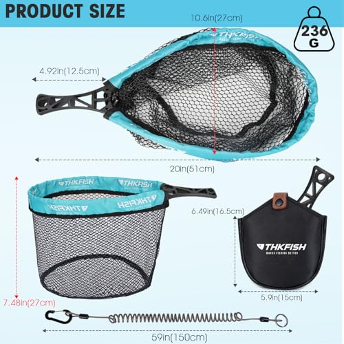 Foldable Fly Fishing Landing Net - Blue, Lightweight Portable Trout Net