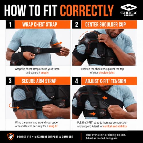 Shock Doctor Shoulder Support Brace for Men & Women, Rotator Cuff Stabilizer, Small/Medium, Black
