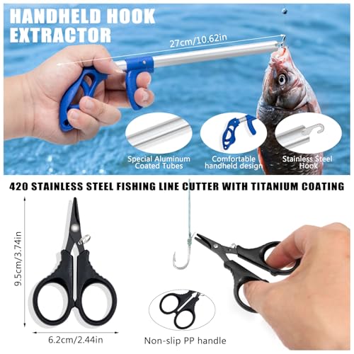 11-Piece Fishing Tool Kit with Pliers Fillet Knife Fish Gripper Gloves
