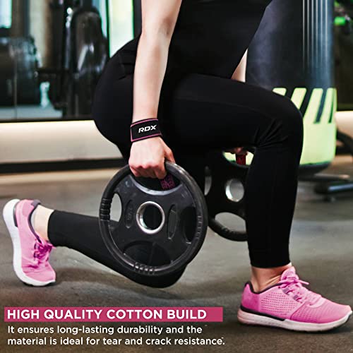 Pink Dotted Cotton Weightlifting Straps with Neoprene Padding - One Size