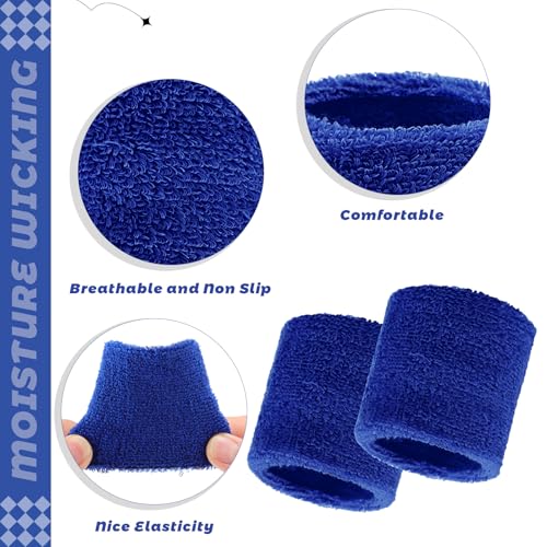 Kids Sweat Wristbands Bulk - 24 Pcs Dark Blue Sports Wristbands for Kids & Teens