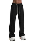 Time Leap Men's Baggy Sweatpants with Pockets, Open Bottom Wide Leg - Black, Large