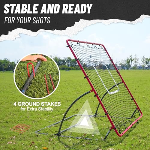 Red Heavy Duty Baseball Rebounder Net Pitchback 4x4.5 FT - Weather-Resistant Training Aid