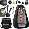 Black 11-Piece Camping Shower Set with Heater and Privacy Tent