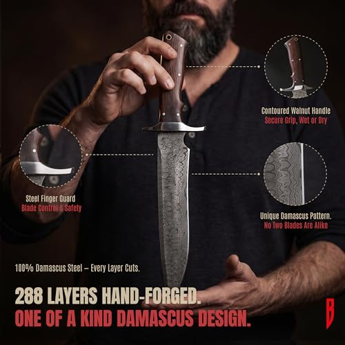 Patriot Handmade Damascus Long Hunting Knife 14-Inch Full Tang Survival Camp