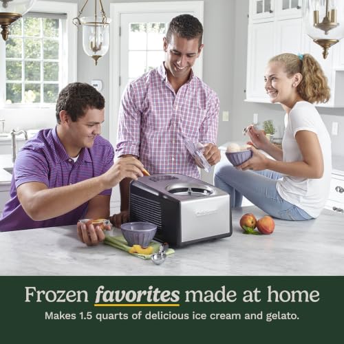 Cuisinart 1.5-Quart Stainless Steel Ice Cream Maker & Gelato Machine - Fully Automatic