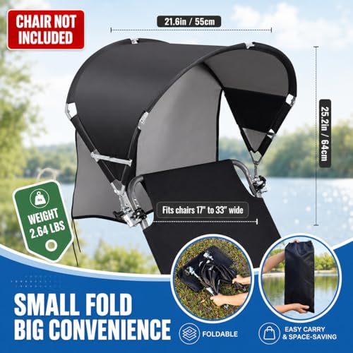Minndudu Black 2-Pack Foldable Wind-Resistant Chair Sun Shade Canopies with UPF 50+