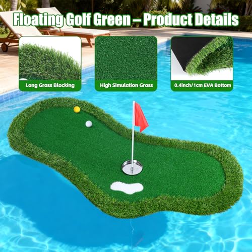 Floating Golf Putting Green for Pool - Portable Water Golf Practice Set