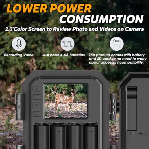 Trail Camera 48MP 4K No-Glow Night Vision Waterproof with Black Camo
