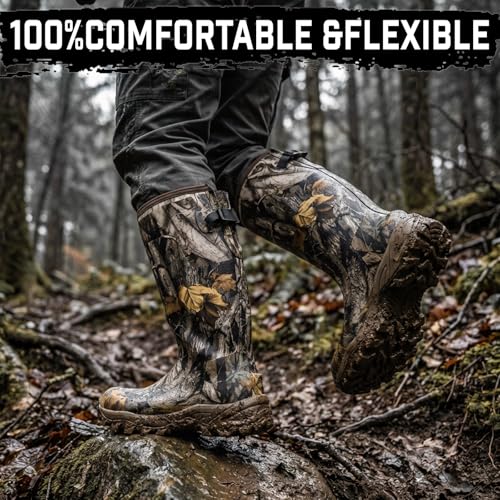 GIEESHIELD Waterproof Neoprene Rubber Boots for Men & Women - Next G2 Camo, 6mm Insulated, Anti-Slip Sole, Hunting & Rain Footwear, Size 11 Women / 10 Men