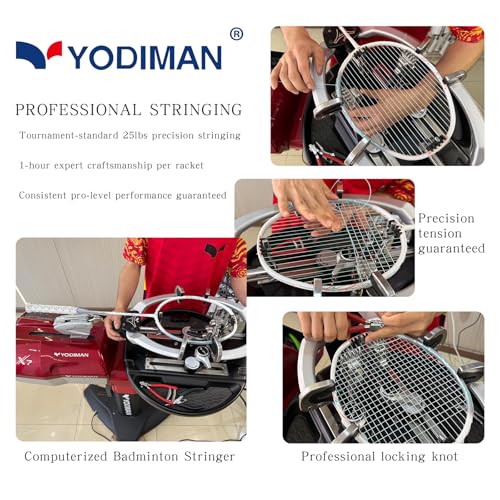 YODIMAN Slate Gray Pro Ultra-Light Carbon Fiber Badminton Racket - Head Heavy, Professional Grade, 4U/5U, Overgrip Included
