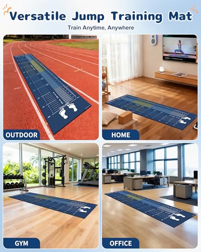 Broad Jump Mat with Feet & CM Marks for Home Exercise & PE Training