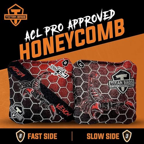 Titan Bags Venom ACL Cornhole Bags Set of 4 - Honeycomb Red Variation