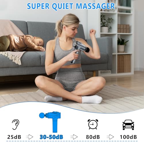 Deep Tissue Massage Gun with 30 Speed Levels & 9 Heads - Gray