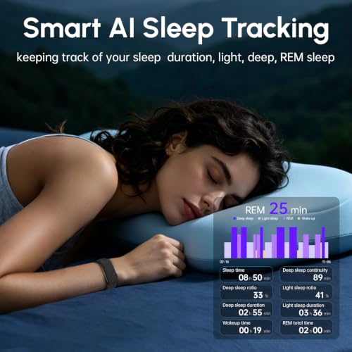 Domhong Black Screenless Fitness Tracker with Heart Rate, SpO2, HRV & Sleep Monitoring