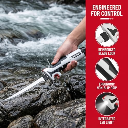 KITLUCK 12V Cordless Electric Fillet Knife with 6'', 8'', 10'' Stiff