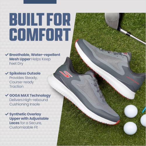 Skechers Men's Flight Slip-Ins Golf Shoes - Grey, Size 10, Water-Repellent Breathable Mesh