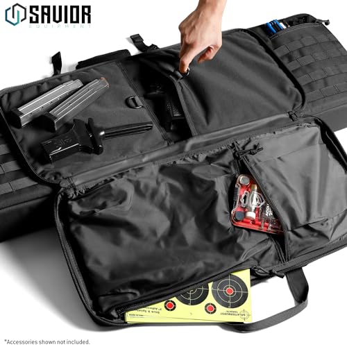 Savior Equipment Obsidian Black 42-Inch Double Rifle Case with Backpack Strap