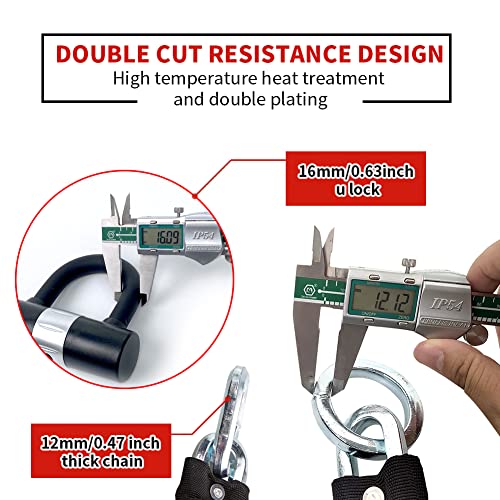AKM 6ft x 12mm Heavy Duty Motorcycle Chain Lock with U Lock & 4 Keys