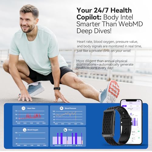 EnergyPort Black Fitness Tracker with Blood Oxygen & 170+ Sport Modes, 60-Day Battery