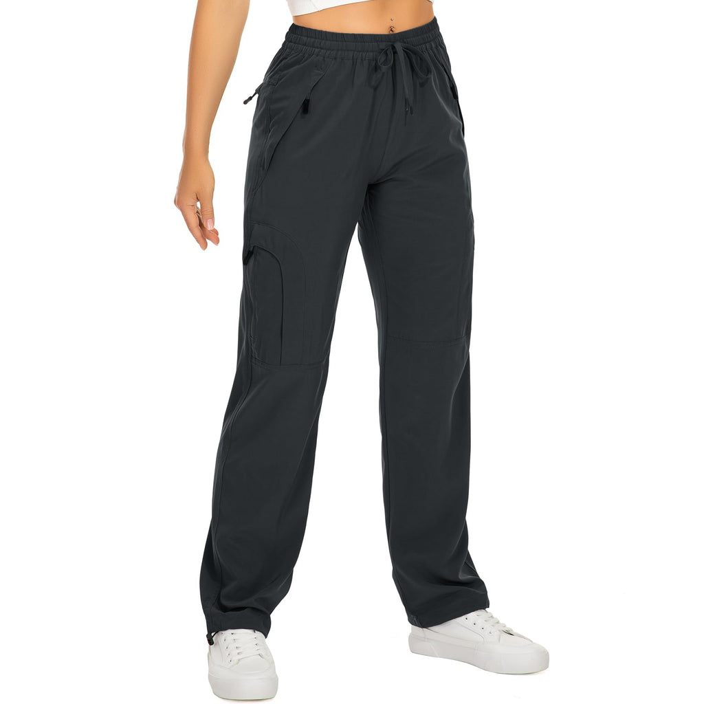 Womens Hiking Pants Quick Dry UPF 50 Lightweight Travel Golf Cargo Safari Pants Zipper Pockets,6608,Dark Grey,Petite XS
