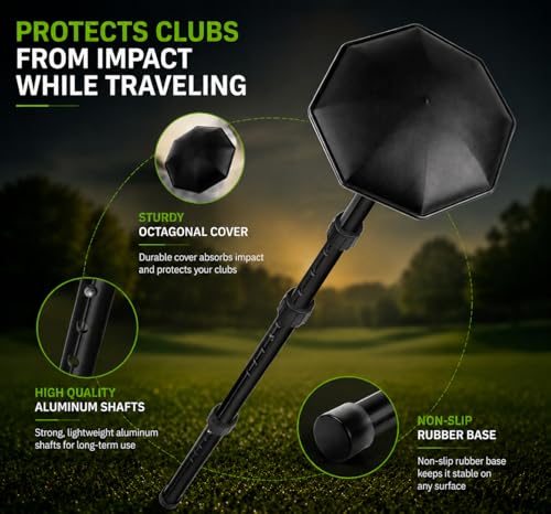 Professional Stiff Arm Golf Travel Bag Support Pole - Black
